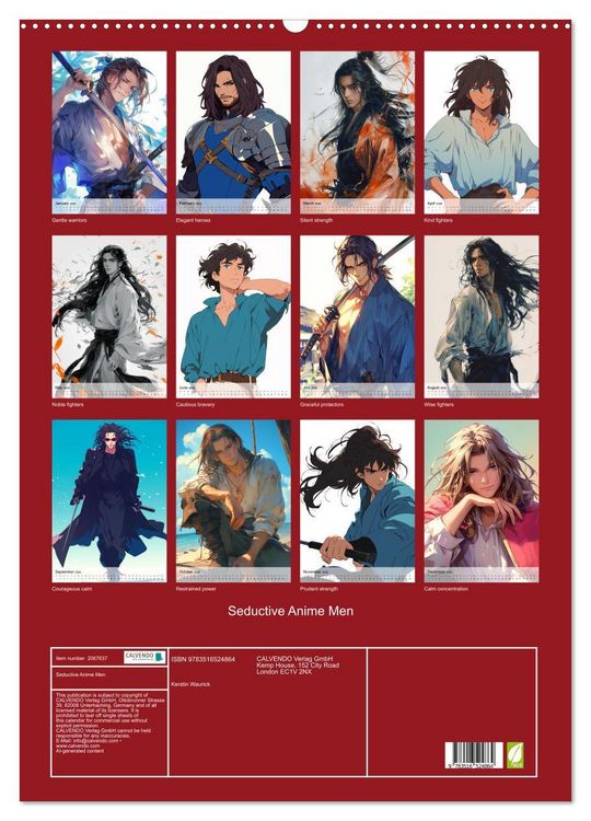 Produktbild: Seductive Anime Men (Wall Calendar 2026 DIN A2 portrait), CALVENDO 12 Month Wall Calendar