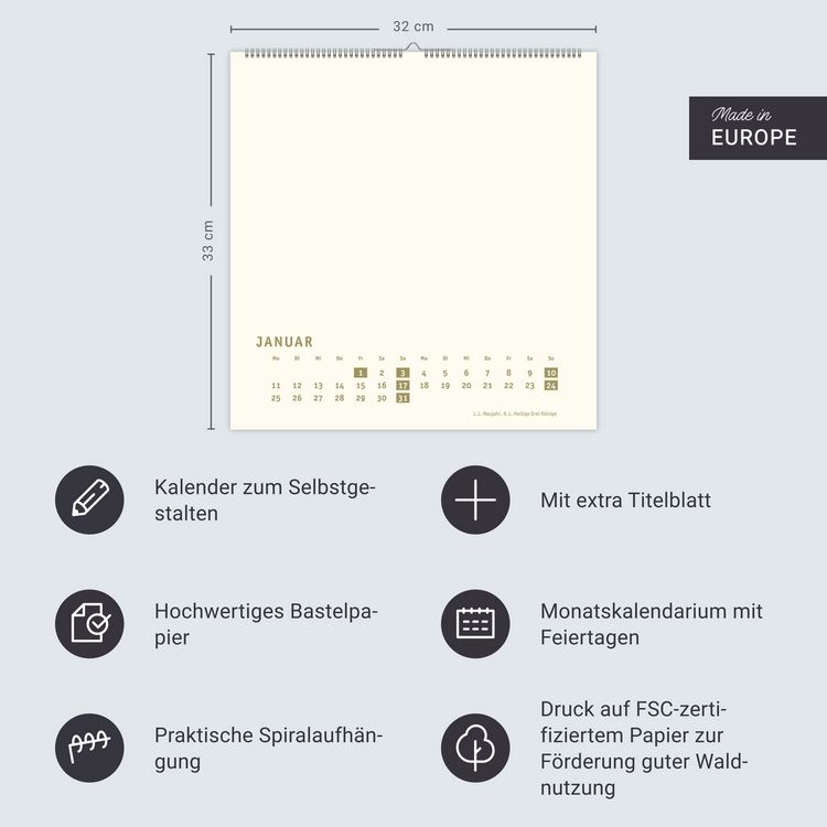 Produktbild: Premium-Bastelkalender gold gro&szlig; 2027