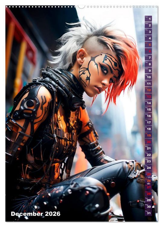 Produktbild: ROCK LADIES Cyber, goth, punk and more (Wall Calendar 2026 DIN A2 portrait), CALVENDO 12 Month Wall Calendar