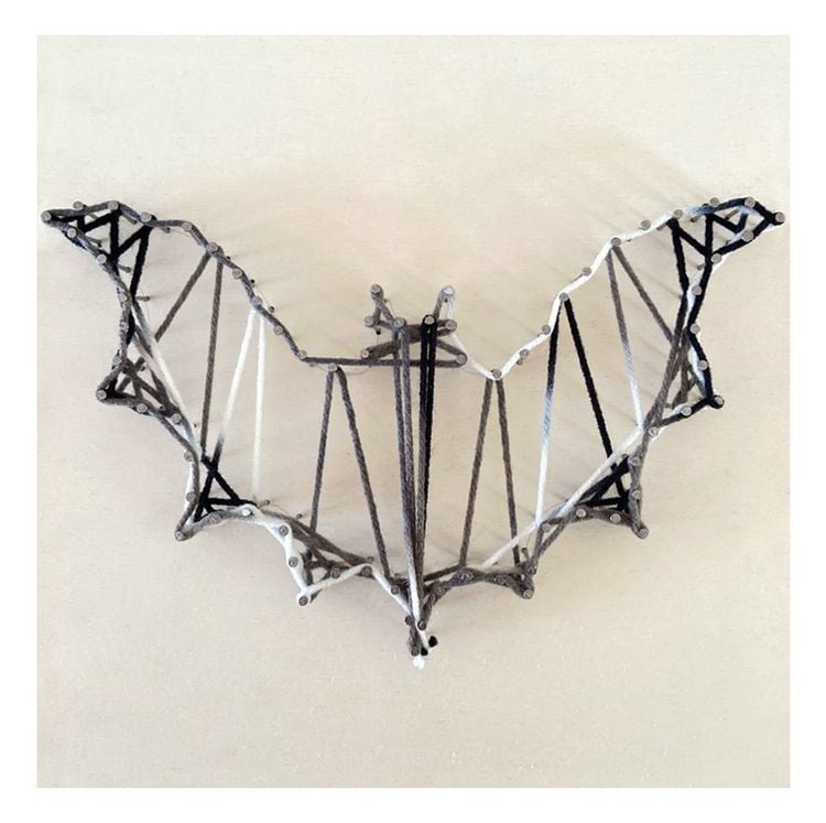 Produktbild: PEBARO NB5 - Nagelbild Fledermaus, Fadenbild 20x20cm, String Art Bastelset inkl. N&auml;gel