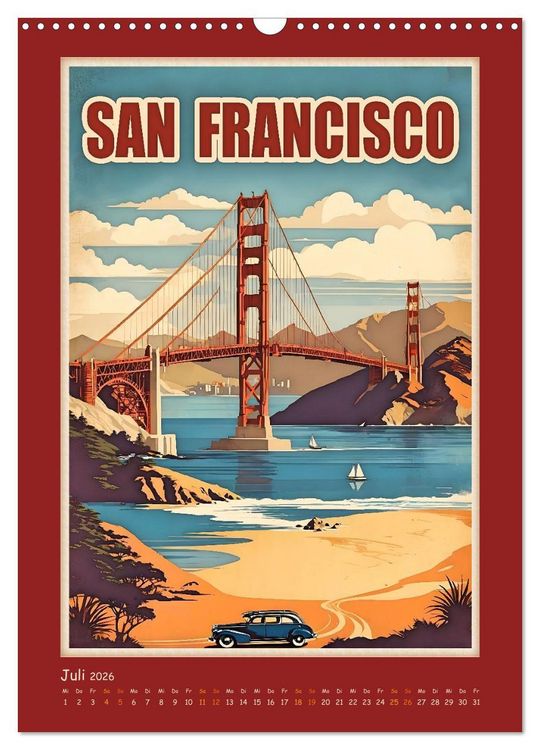 Produktbild: City Travel Poster - nostalgische St&auml;dtereise um die Welt (Wandkalender 2026 DIN A3 hoch), CALVENDO Monatskalender