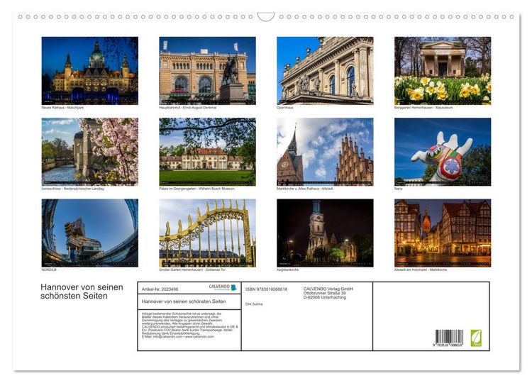 Produktbild: Hannover von seinen sch&ouml;nsten Seiten (Wandkalender 2026 DIN A2 quer), CALVENDO Monatskalender