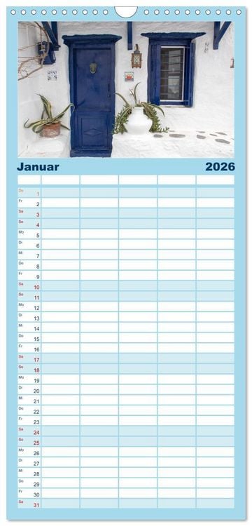 Produktbild: Familienplaner 2026 - Al&oacute;nnisos, Ski&aacute;thos, Sk&oacute;pelos mit 5 Spalten (Wandkalender, 21 x 45 cm) CALVENDO