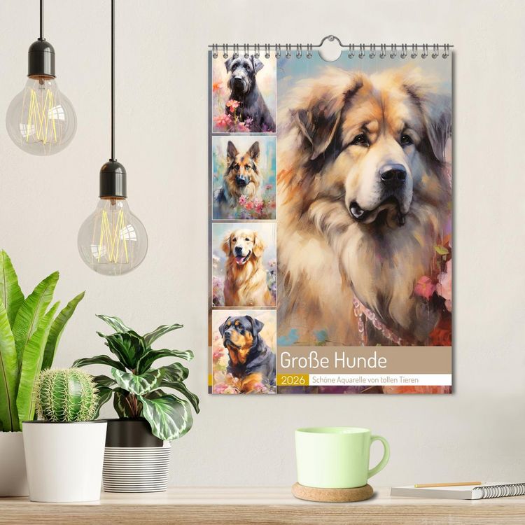 Produktbild: Gro&szlig;e Hunde. Sch&ouml;ne Aquarelle von tollen Tieren (Wandkalender 2026 DIN A4 hoch), CALVENDO Monatskalender