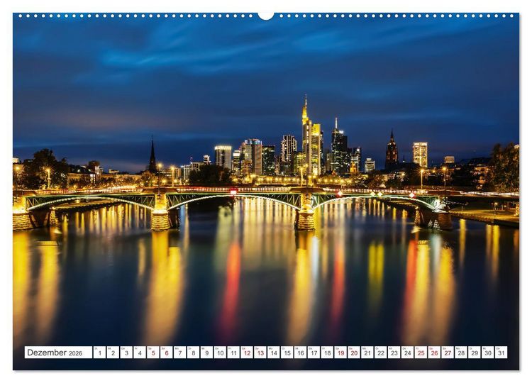 Produktbild: Frankfurt am Main - at night (hochwertiger Premium Wandkalender 2026 DIN A2 quer), Kunstdruck in Hochglanz