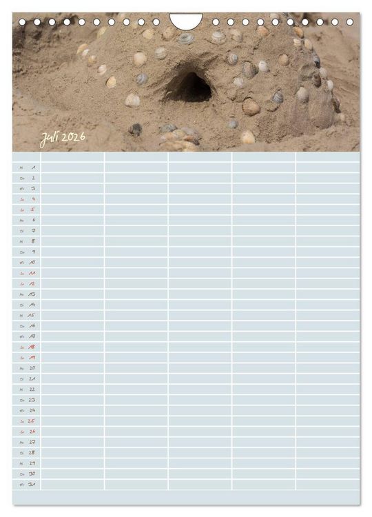 Produktbild: Kleine Sand-Sch&ouml;nheiten / Familienplaner (Wandkalender 2026 DIN A4 hoch), CALVENDO Monatskalender