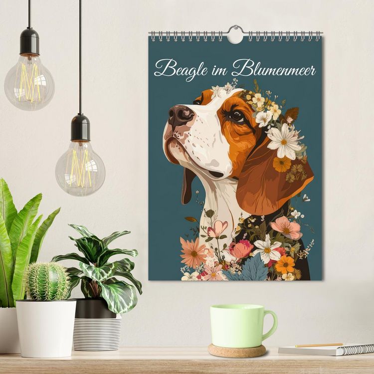 Produktbild: Beagle im Blumenmeer (Wandkalender 2026 DIN A4 hoch), CALVENDO Monatskalender