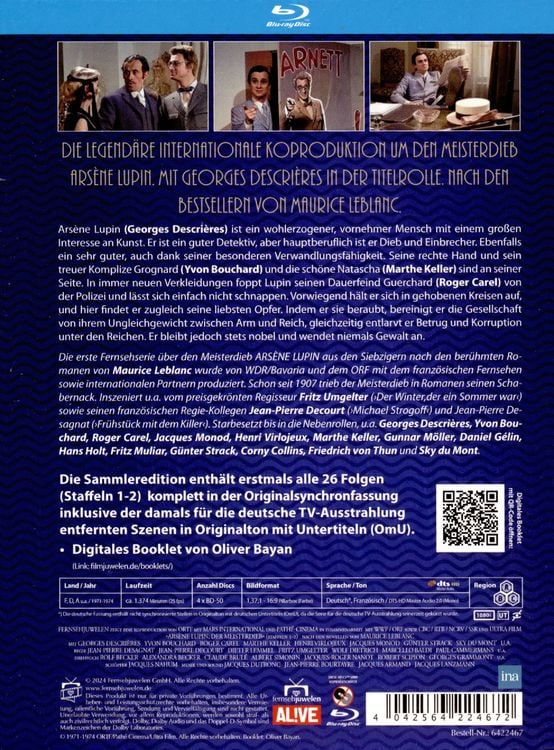 Produktbild: Ars&egrave;ne Lupin - Der Meisterdieb - Komplettbox (Staffeln 1-2) (Fernsehjuwelen) [4 BRs]