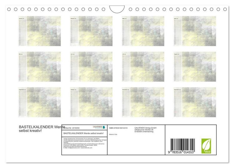 Produktbild: BASTELKALENDER Werde selbst kreativ! (Wandkalender 2026 DIN A4 quer), CALVENDO Monatskalender