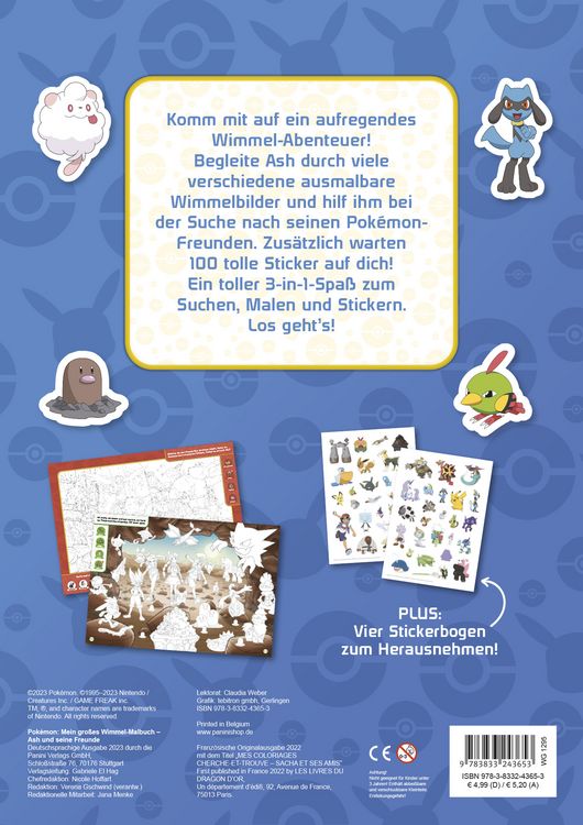 Produktbild: Pok&eacute;mon: Mein gro&szlig;es Wimmel-Malbuch - Ash und seine Freunde