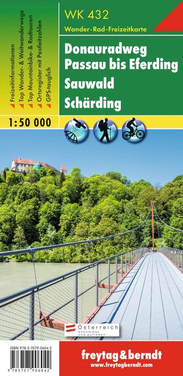 Produktbild: freytag & berndt Wanderkarte WK 432 Donauradweg Passau bis Eferding - Sauwald - Sch&auml;rding 1:50.000
