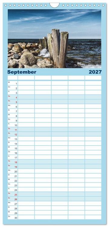 Produktbild: Familienplaner 2027 - Meer-Landschaft - 12 Monate Schleswig Holstein mit 5 Spalten (Wandkalender, 21 x 45 cm) CALVENDO