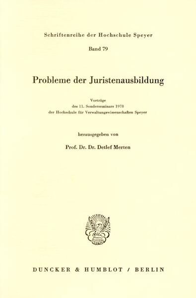 Produktbild: Probleme der Juristenausbildung.