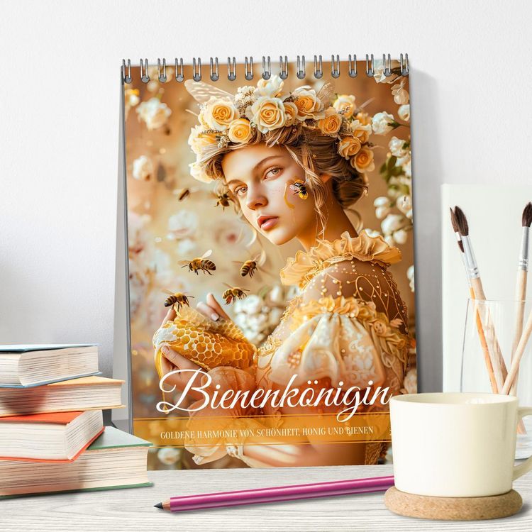 Produktbild: Bienenk&ouml;nigin - Goldene Harmonie von Sch&ouml;nheit, Honig und Bienen (Tischkalender 2026 DIN A5 hoch), CALVENDO Monatskalender