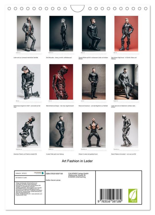 Produktbild: Art Fashion in Leder (Wandkalender 2026 DIN A4 hoch), CALVENDO Monatskalender