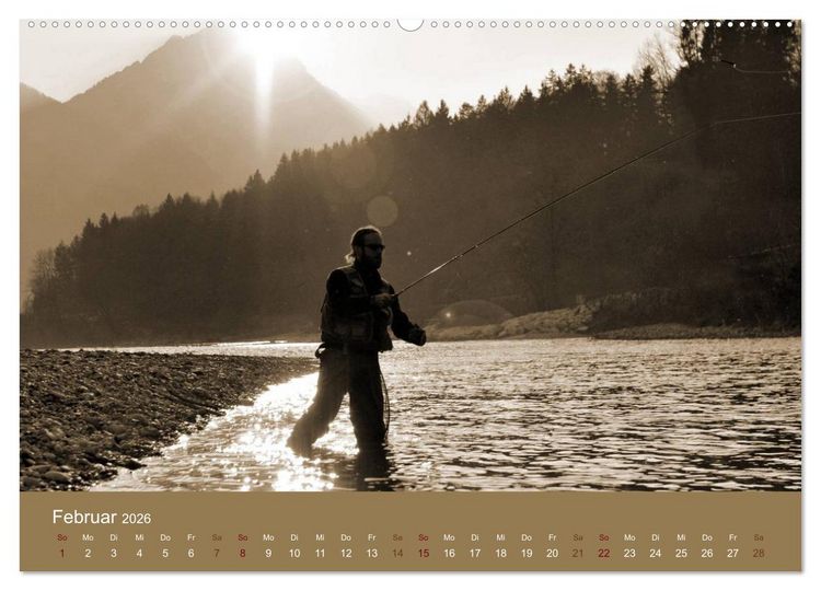 Produktbild: Fliegenfischen (hochwertiger Premium Wandkalender 2026 DIN A2 quer), Kunstdruck in Hochglanz