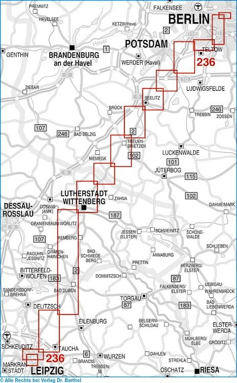 Produktbild: Radwander- und Wanderkarte Jakobsweg an der Via Imperii, Abschnitt Berlin-Leipzig
