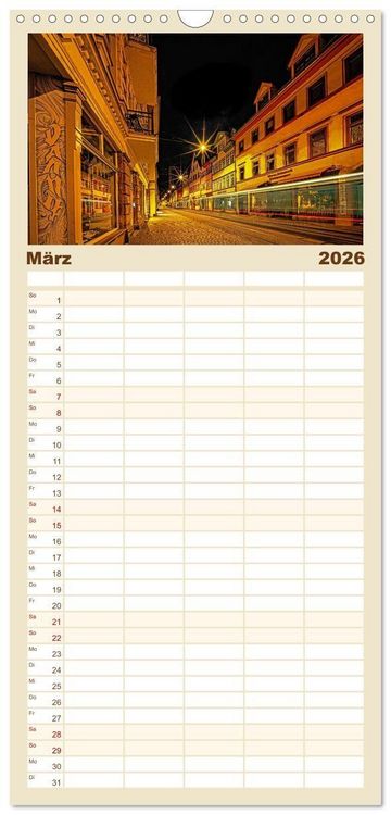 Produktbild: Familienplaner 2026 - Romantisches Erfurt - Bilder einer Stadt voller Geschichte mit 5 Spalten (Wandkalender, 21 x 45 cm) CALVENDO