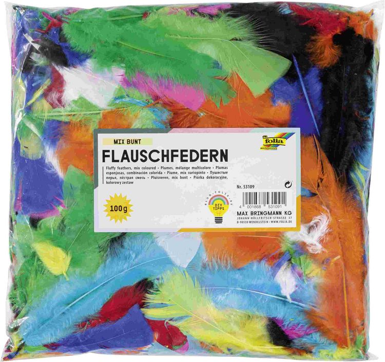 Produktbild: Folia  Flauschfedern MIX BUNT, 100g, farbig sortiert