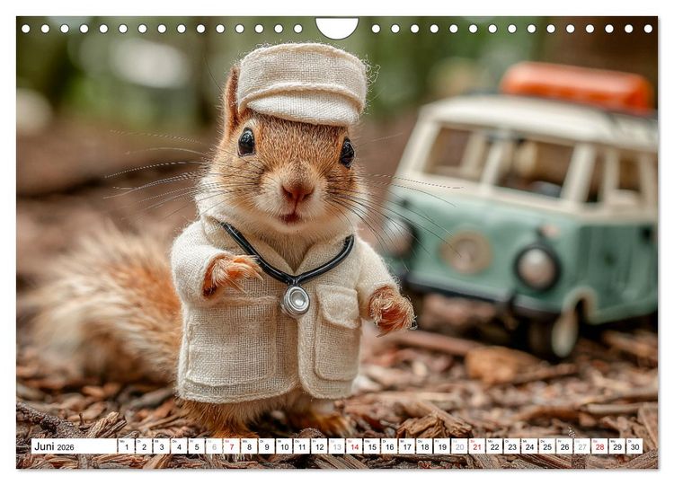 Produktbild: Eichh&ouml;rnchen - Die lustigen Tiere und ihre Berufe im Wald (Wandkalender 2026 DIN A4 quer), CALVENDO Monatskalender