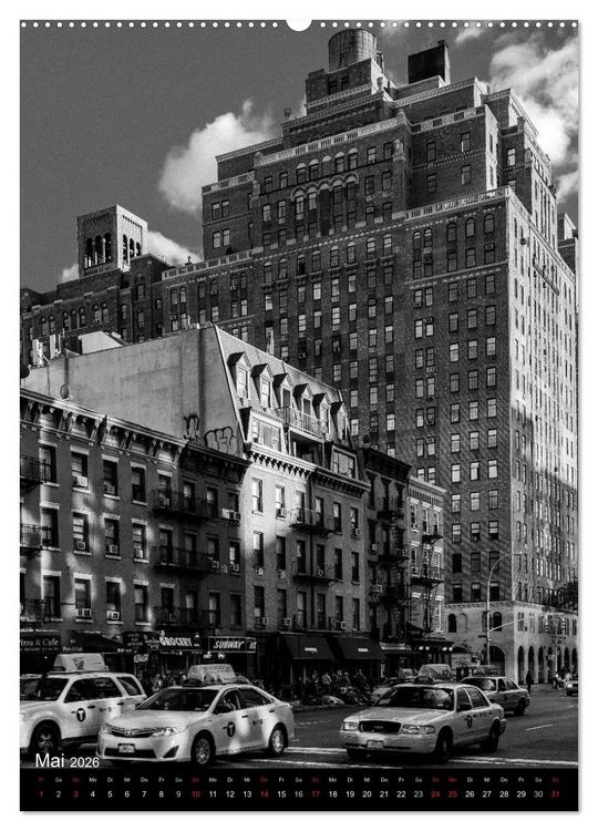 Produktbild: New York City Schwarz auf Wei&szlig; (Wandkalender 2026 DIN A2 hoch), CALVENDO Monatskalender