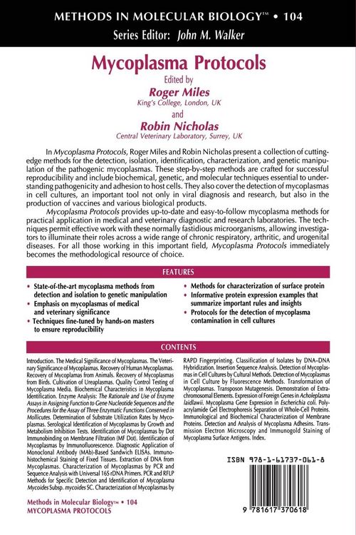 Produktbild: Mycoplasma Protocols