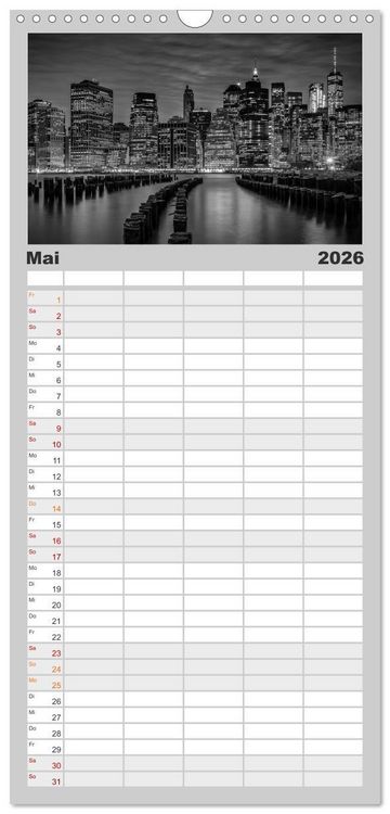 Produktbild: Familienplaner 2026 - NEW YORK Urbaner Flair mit 5 Spalten (Wandkalender, 21 x 45 cm) CALVENDO
