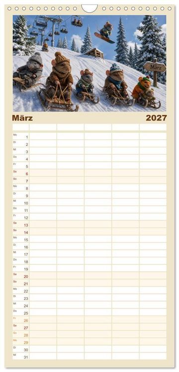 Produktbild: Familienplaner 2027 - Zauberhafte Welt der Rattlis mit 5 Spalten (Wandkalender, 21 x 45 cm) CALVENDO