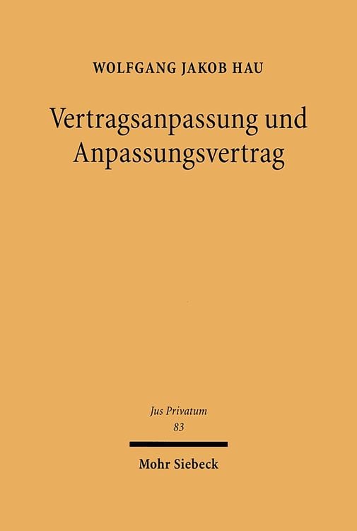 Produktbild: Vertragsanpassung und Anpassungsvertrag