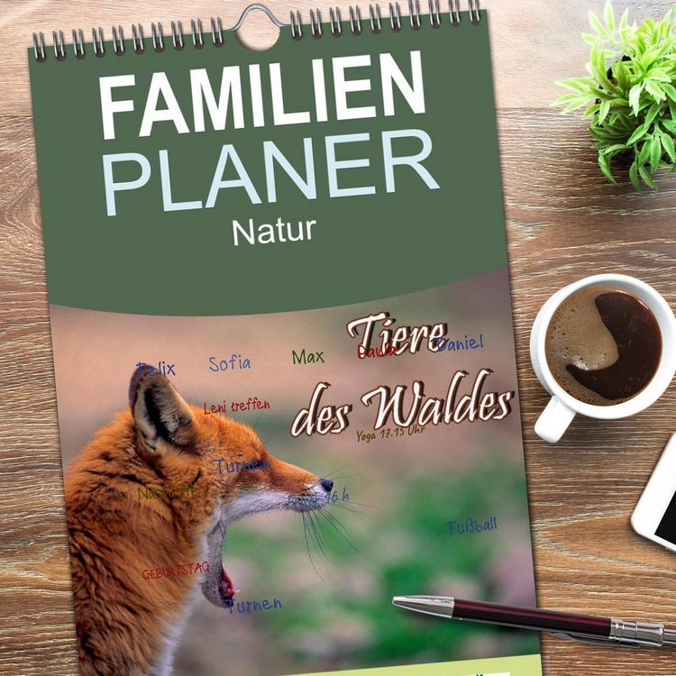 Produktbild: Familienplaner 2026 - Tiere des Waldes mit 5 Spalten (Wandkalender, 21 x 45 cm) CALVENDO