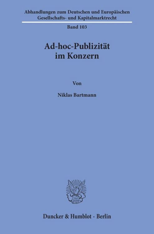Produktbild: Ad-hoc-Publizit&auml;t im Konzern.