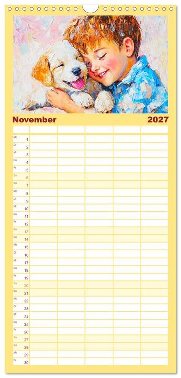 Produktbild: Familienplaner 2027 - Mensch und Hund. Herzensverbindungen mit 5 Spalten (Wandkalender, 21 x 45 cm) CALVENDO