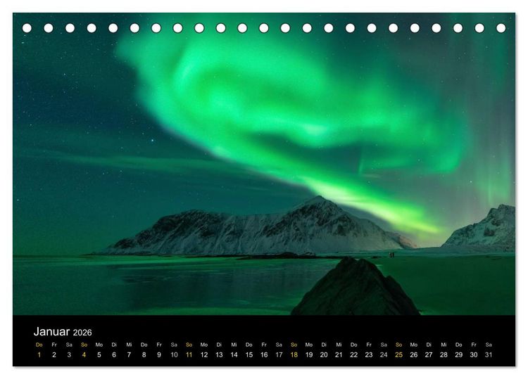 Produktbild: Magische N&auml;chte - POLARLICHT (Tischkalender 2026 DIN A5 quer), CALVENDO Monatskalender