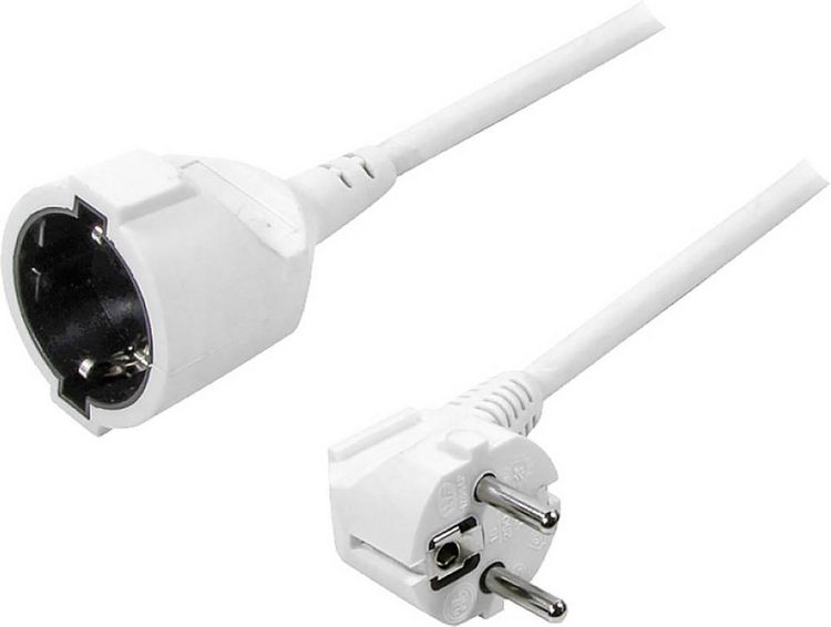 Produktbild: LogiLink LPS101 Strom Verl&auml;ngerungskabel Wei&szlig; 3.00 m H05VV-F 3G 1,5 mm&sup2; 90&deg; nach oben gewinkelt