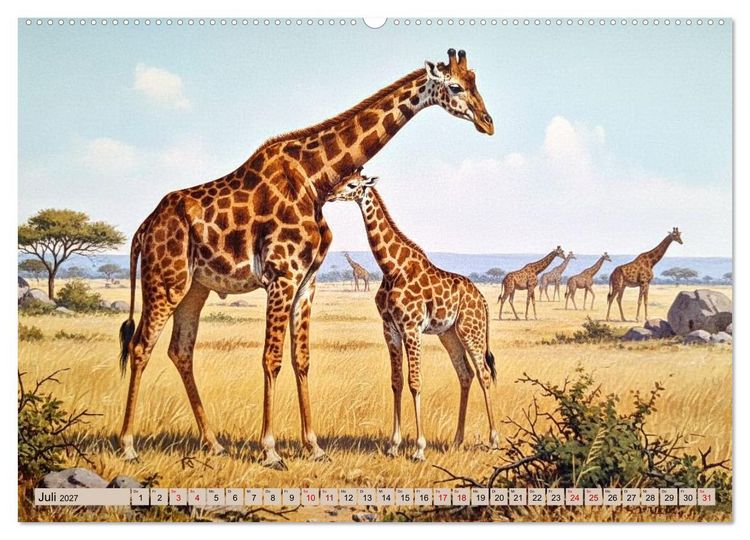 Produktbild: Afrikas Tiere wie aus alten B&uuml;chern (Wandkalender 2027 DIN A2 quer), CALVENDO Monatskalender