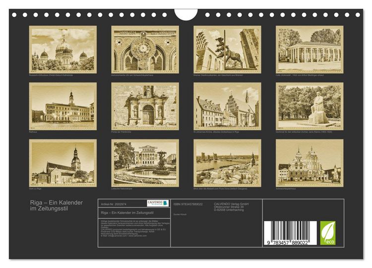 Produktbild: Riga &ndash; Ein Kalender im Zeitungsstil (Wandkalender 2026 DIN A4 quer), CALVENDO Monatskalender
