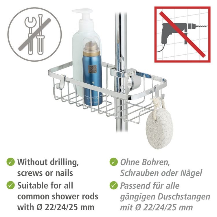 Produktbild: Duschstangencaddy Mod. Floresta Eckig, Anbringung ohne Bohren und Schrauben