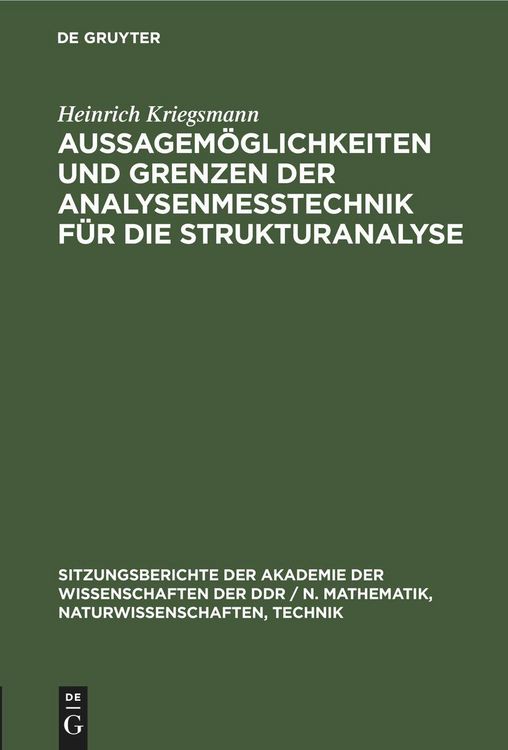 Produktbild: Aussagem&ouml;glichkeiten und Grenzen der Analysenme&szlig;technik f&uuml;r die Strukturanalyse