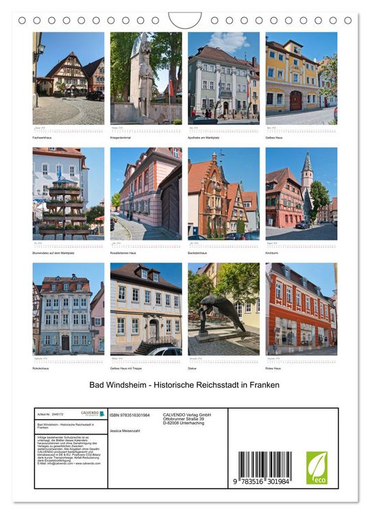 Produktbild: Bad Windsheim - Historische Reichsstadt in Franken (Wandkalender 2026 DIN A4 hoch), CALVENDO Monatskalender