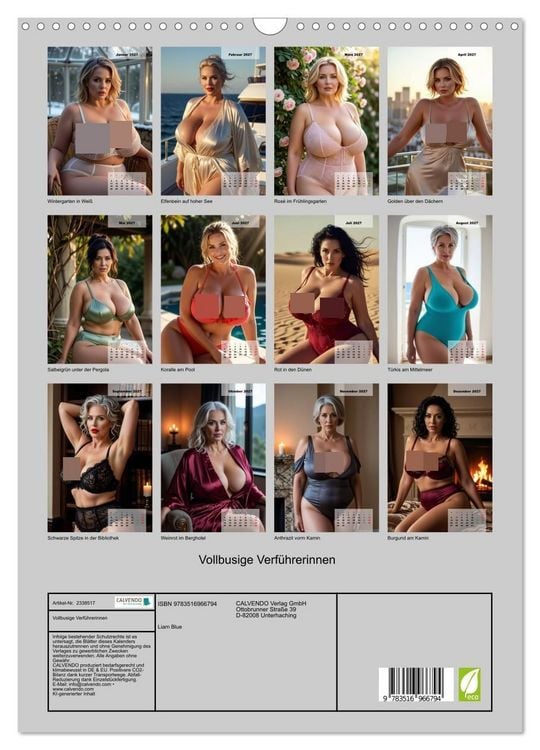Produktbild: Vollbusige Verf&uuml;hrerinnen (Wandkalender 2027 DIN A3 hoch), CALVENDO Monatskalender