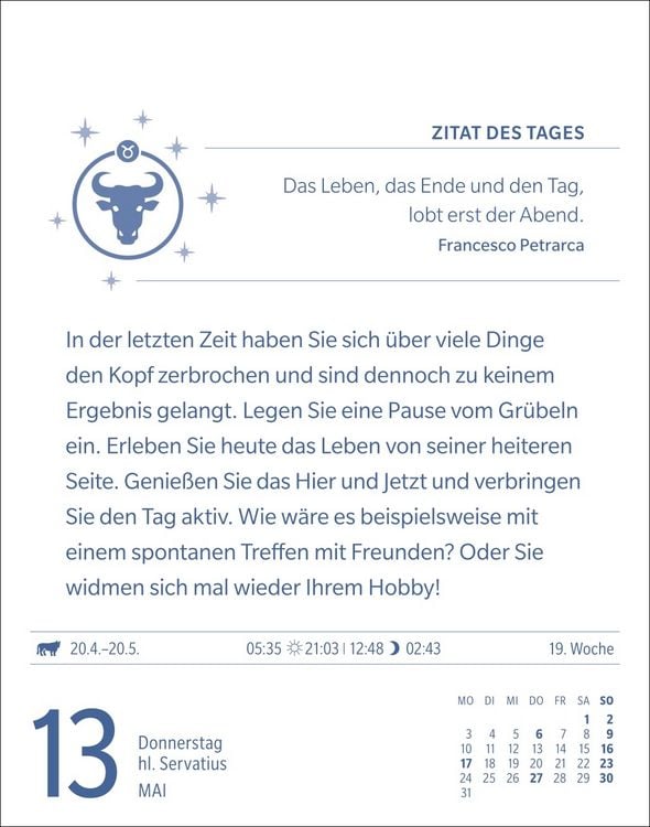 Produktbild: Stier Sternzeichenkalender 2027 - Tagesabrei&szlig;kalender - Ihr Horoskop f&uuml;r jeden Tag