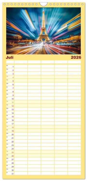 Produktbild: Familienplaner 2026 - Ber&uuml;hmte Wahrzeichen mit 5 Spalten (Wandkalender, 21 x 45 cm) CALVENDO