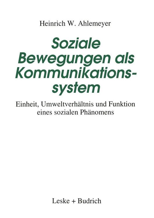 Produktbild: Soziale Bewegungen als Kommunikationssystem