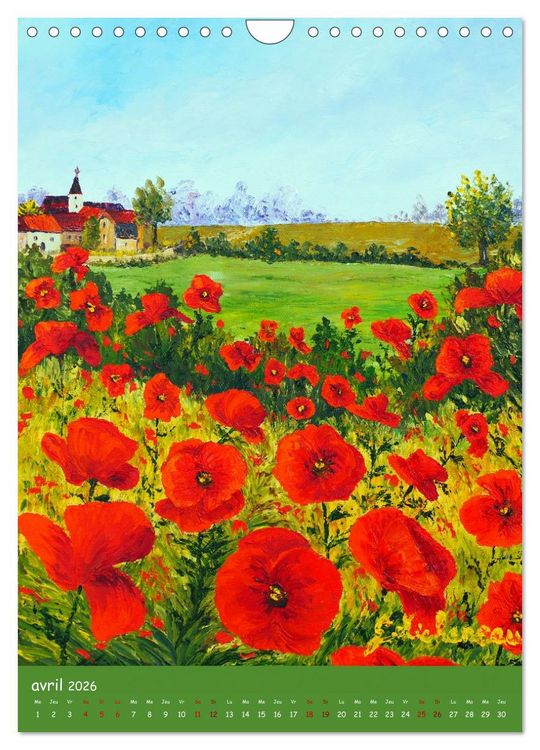 Produktbild: Coquelicots en peinture (Calendrier mural 2026 DIN A4 horizontal), CALVENDO calendrier mensuel