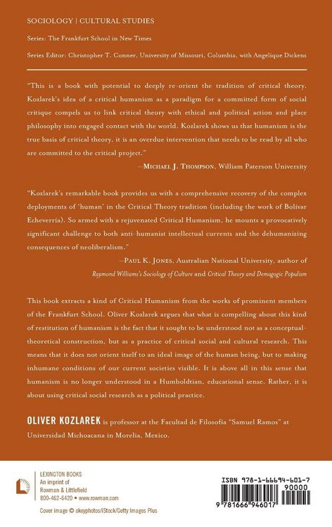Produktbild: Critical Humanism of the Frankfurt School as Social Critique