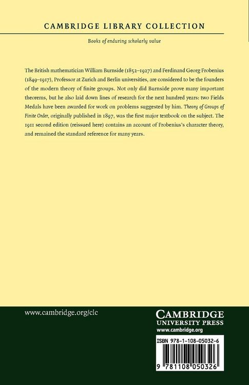 Produktbild: Theory of Groups of Finite Order