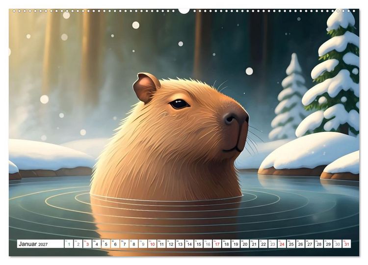 Produktbild: Capybara Carlo und die vier Jahreszeiten (Wandkalender 2027 DIN A2 quer), CALVENDO Monatskalender