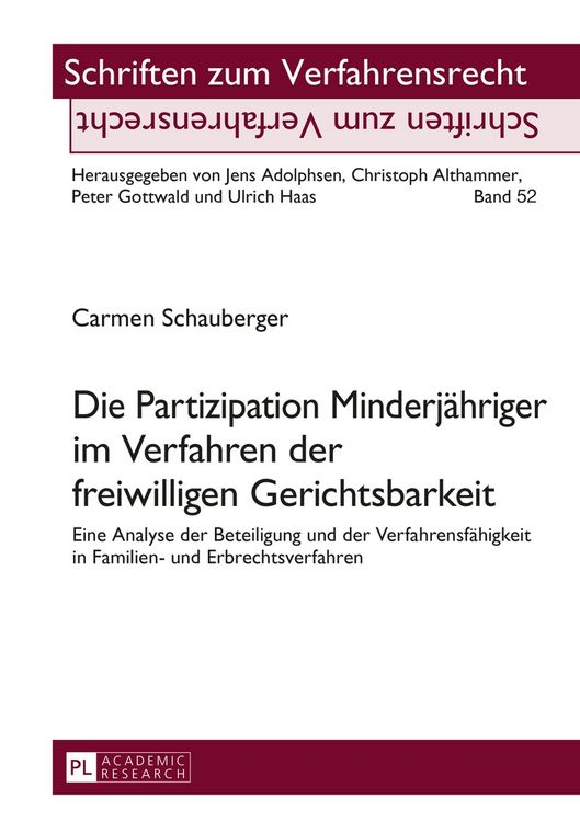 Produktbild: Die Partizipation Minderj&auml;hriger im Verfahren der freiwilligen Gerichtsbarkeit