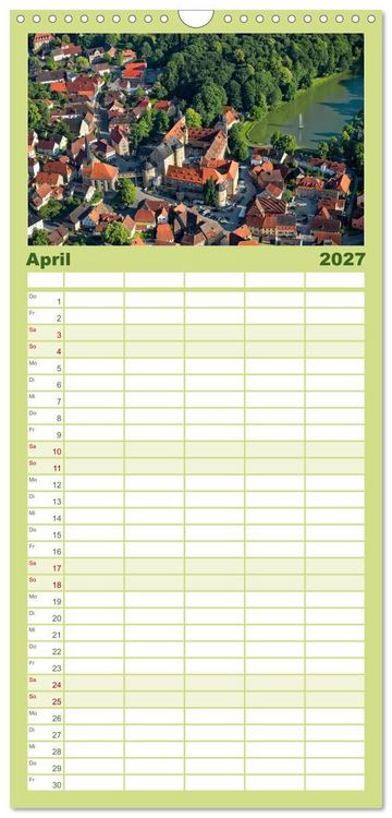 Produktbild: Familienplaner 2027 - Oberfranken aus der Vogelperspektive mit 5 Spalten (Wandkalender, 21 x 45 cm) CALVENDO