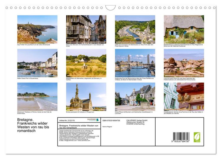 Produktbild: Bretagne. Frankreichs wilder Westen von rau bis romantisch (Wandkalender 2026 DIN A3 quer), CALVENDO Monatskalender